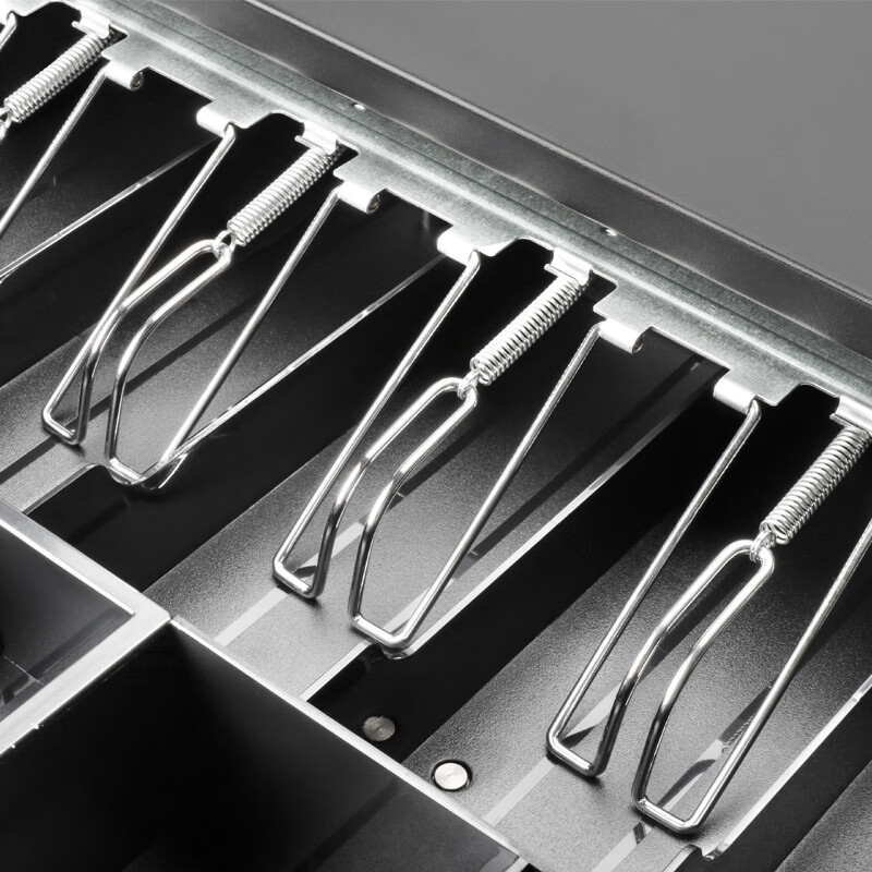 二維火（2Dfire）黑色大錢(qián)箱二維火收銀機收款錢(qián)箱收銀箱錢(qián)柜盒子帶鎖五格三擋