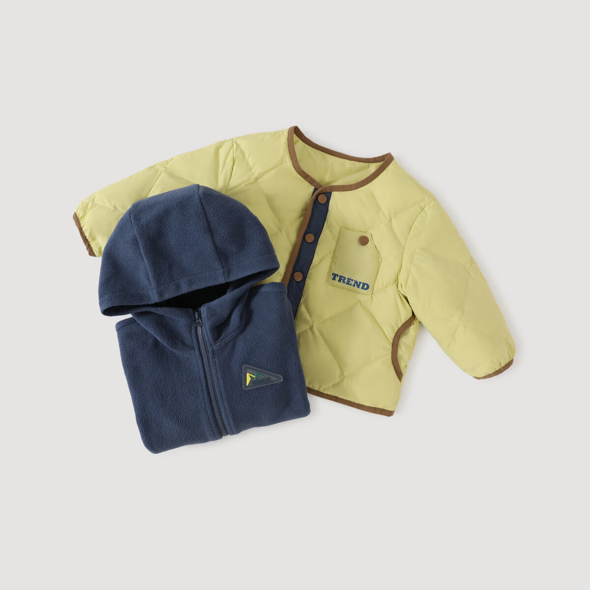 巴厘小猪儿童羽绒服三合一冬季男童白鸭绒女童保暖加厚摇粒绒冬装宝宝外套 浅黄绿 90