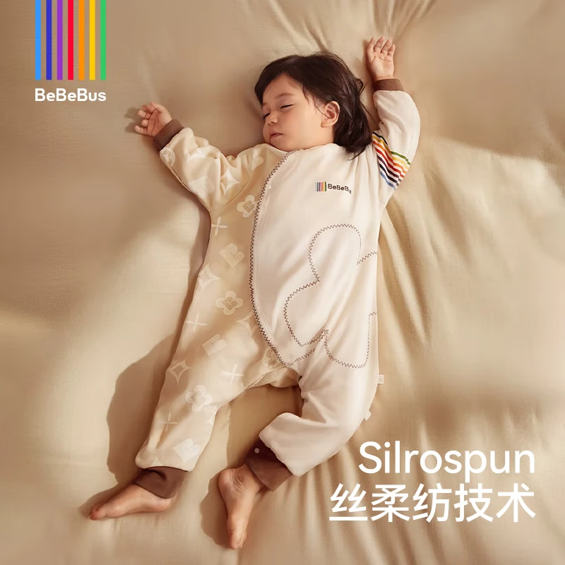 bebebus婴儿睡袋春秋冬儿童恒温分腿连体睡衣宝宝四季通用防踢被 暖宝宝pro:双层四季款（建议室温20-24℃） S【73码 推荐身高70-80cm】