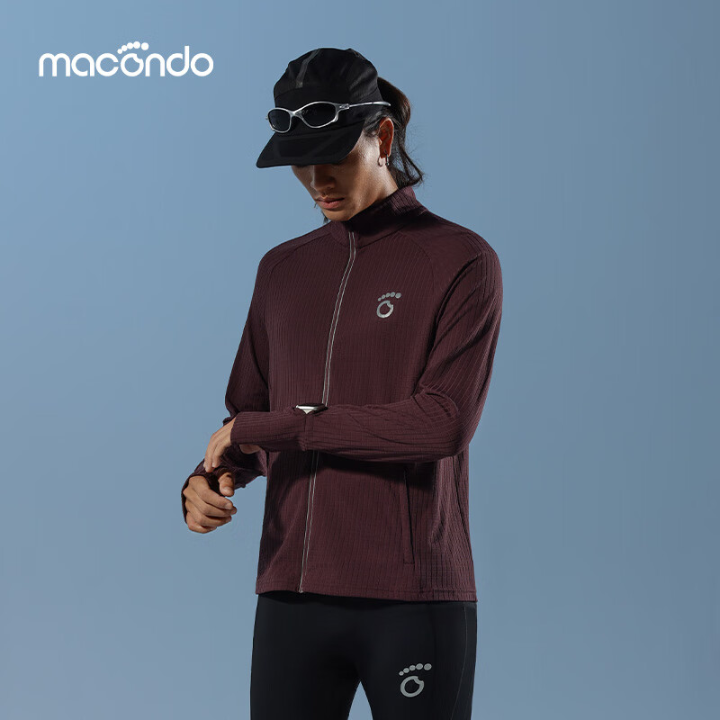 马孔多（macondo）原创单品｜Hope麦田格男子针织拉链开衫5代速干手表孔跑步外套 巧克力酱 L