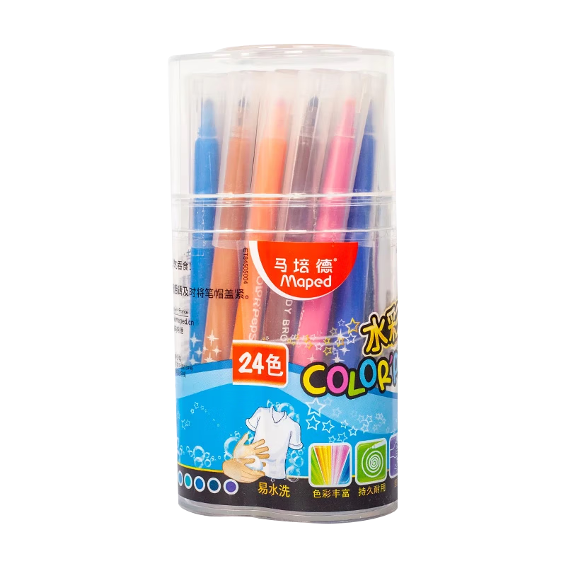 ����£�Maped����ˮϴˮ�ʱ� �׶�ѧ���滭��ɫ�� ��ѧ�����ʻ�Ϳѻ���� 845050CH��24ɫ/Ͱװ����ͯ�������� 28.8Ԫ