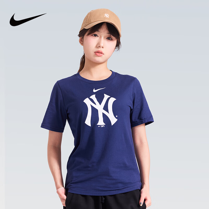 NIKE(耐克)xMLB官方联名纽约洋基队运动百搭T恤圆领正肩短袖男女同款 纽约洋基队-青少年款【宽松正肩版型】 L 165-175