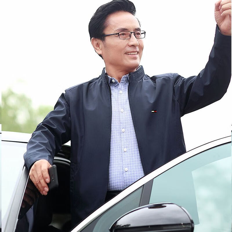TOME BORNEK美国汤米夹克外套中青年秋装新款干部拉链衫男休闲长袖上衣 藏青色 4XL