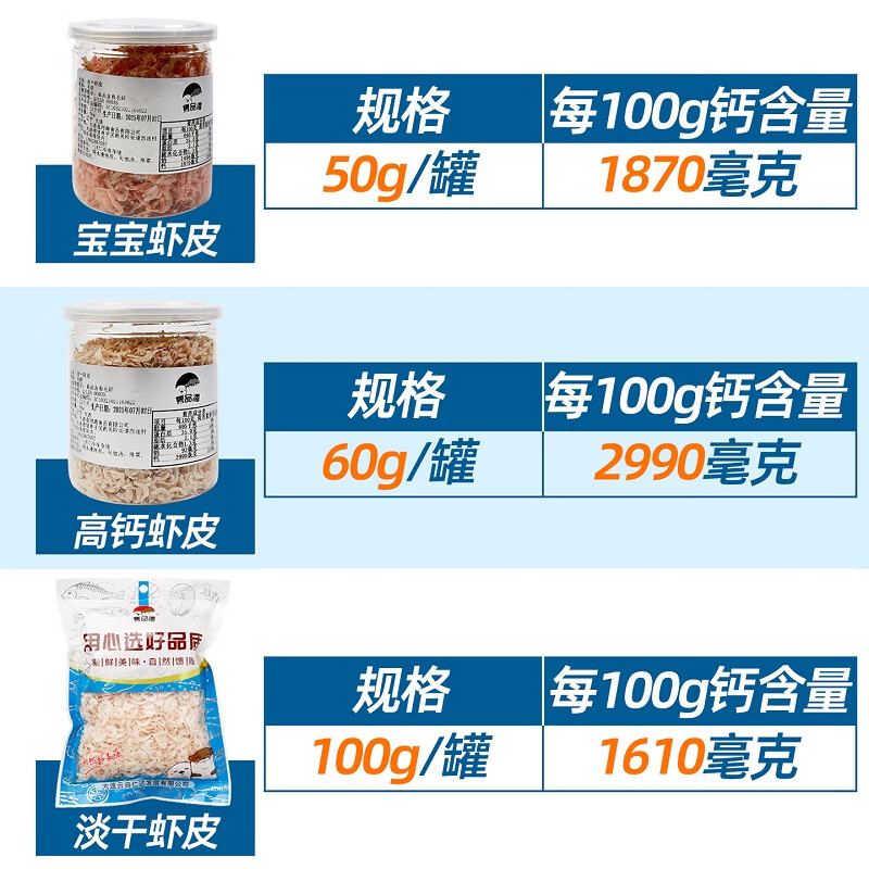 隽品湾大虾皮虾米干即食鲜虾皮大连特产虾干精选非无盐海产干货无添加 【淡干不咸】虾皮100g*2袋