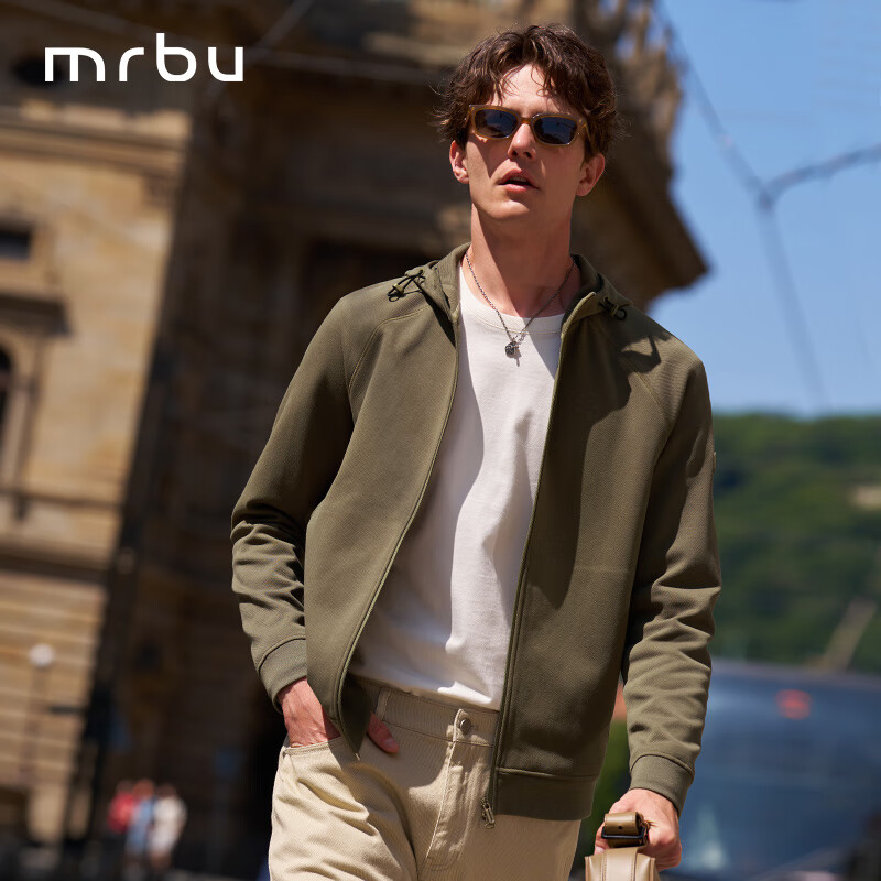 Mr.Bu布先生时尚机能风夹克连帽外套2025秋冬新款通勤运动秋装KT16628 橄榄绿 S (165)