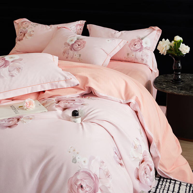 索隆 全棉磨毛四件套纯棉床单加厚磨毛工艺被套秋冬保暖床品套件 WT06若影 1.5床 床单款 (被套200*230cm) 套件