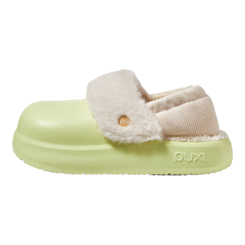 朴西女士厚底防水棉拖鞋冬季外穿保暖家居包跟踩脚加绒加厚情侣棉鞋男 薄荷绿 40 -41