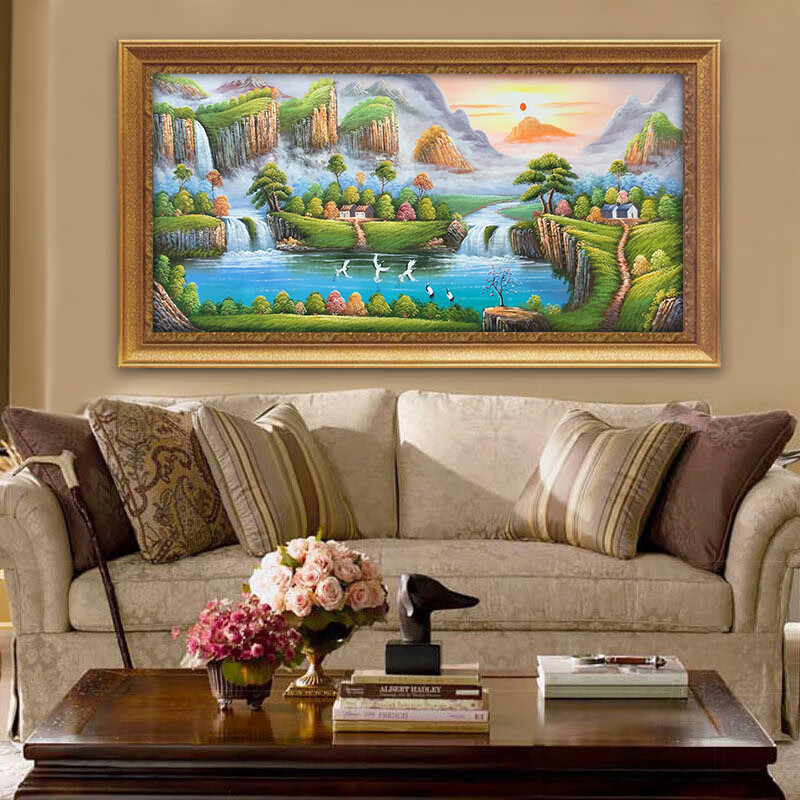 格绿美欧式大气客厅装饰画餐厅挂画饭店玄关走廊过道墙面壁画山水风景 T037富贵牡丹 如需特殊尺寸，请联系客服 