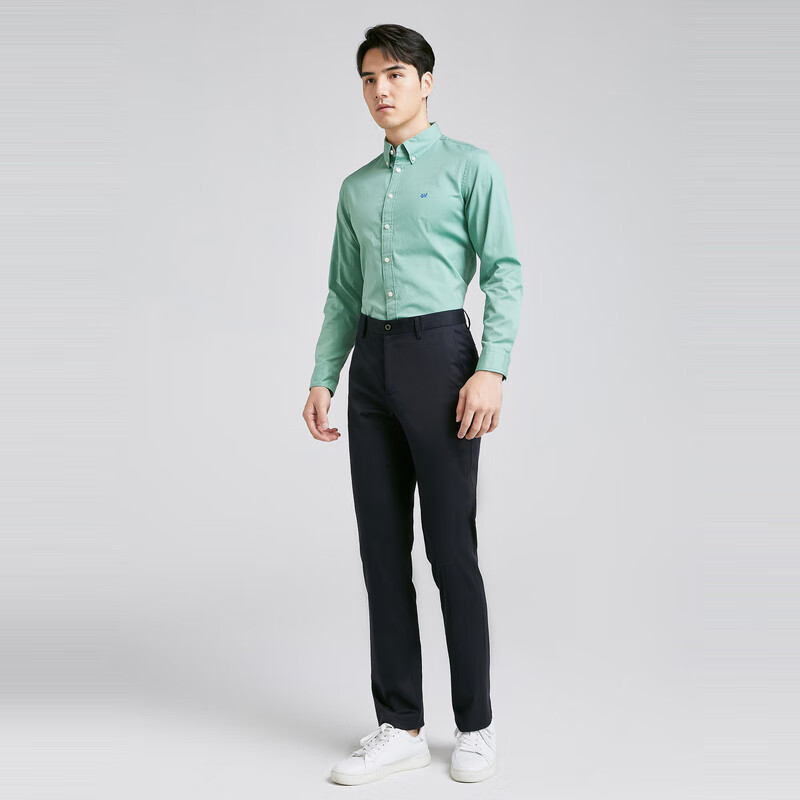 雅戈尔（YOUNGOR）雅戈尔衬衫男士春夏青年男长袖衬衫YLXX130686QKA 绿色素色 45 （185/112A）