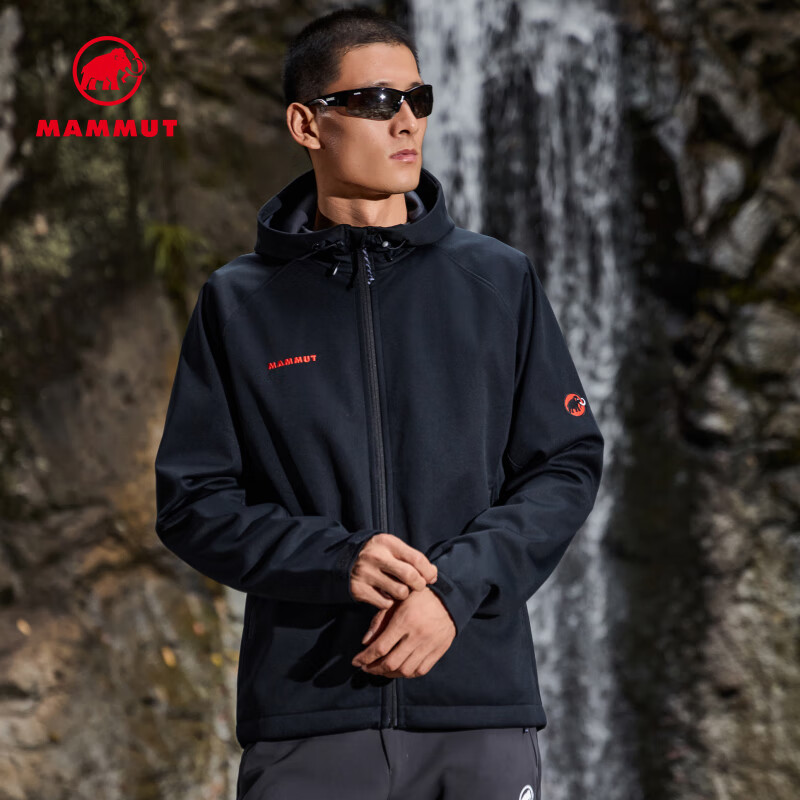 猛犸象（MAMMUT）【红标】Clion 男女同款户外防风耐磨连帽夹克外套软壳 黑色【红标】 L