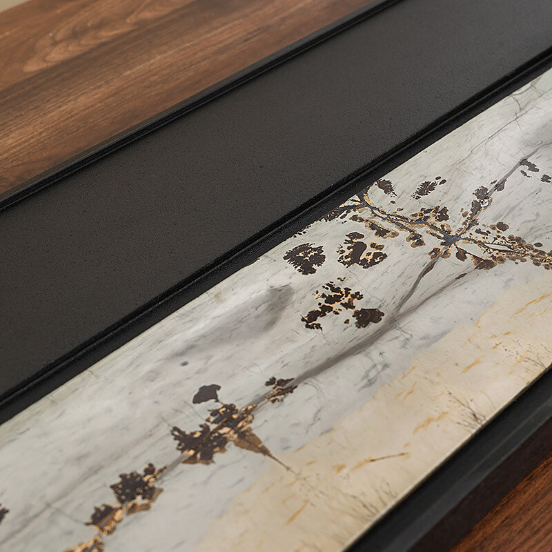 希格鲨茶盘乌金石国画石整块天然原石高端轻奢茶海家用客厅功夫茶具茶台 【玄青国画】尺寸：50*30*3cm