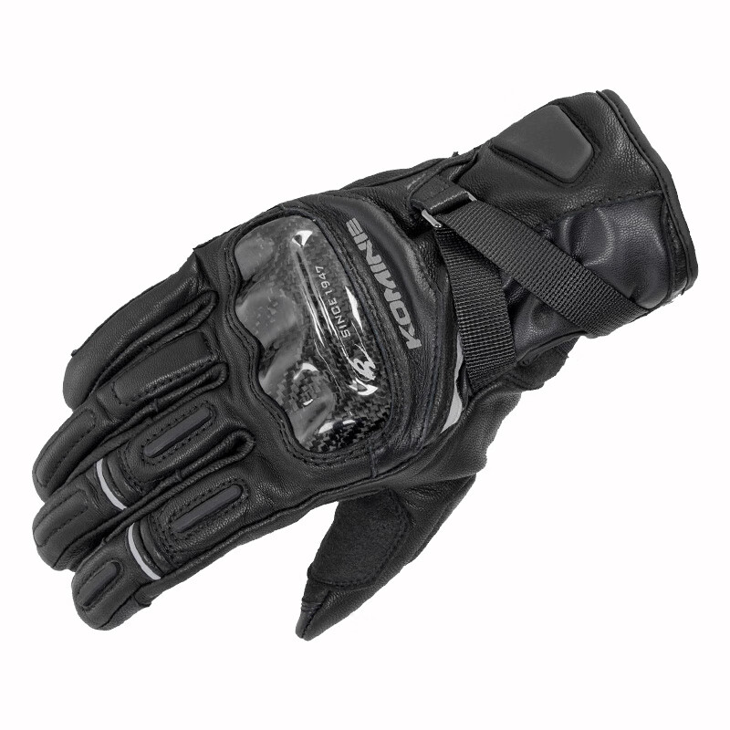 KOMINE SAFETY&INNOVATION秋冬探險級高防護性摩托機車(chē)騎行防風(fēng)羊皮手套男女款 黑色 M