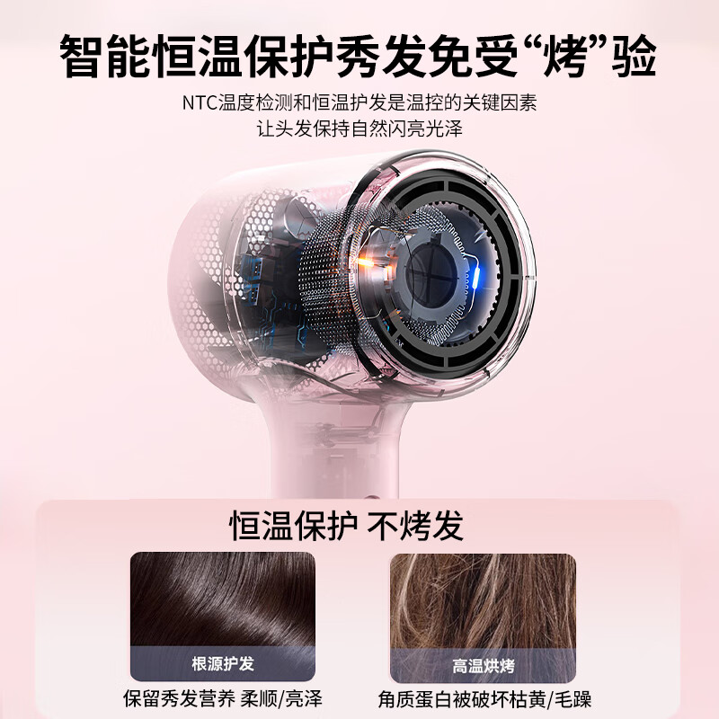 荣事达高速电吹风机家用蓝光离子护发速干大风力新款正品吹风筒1 粉色
