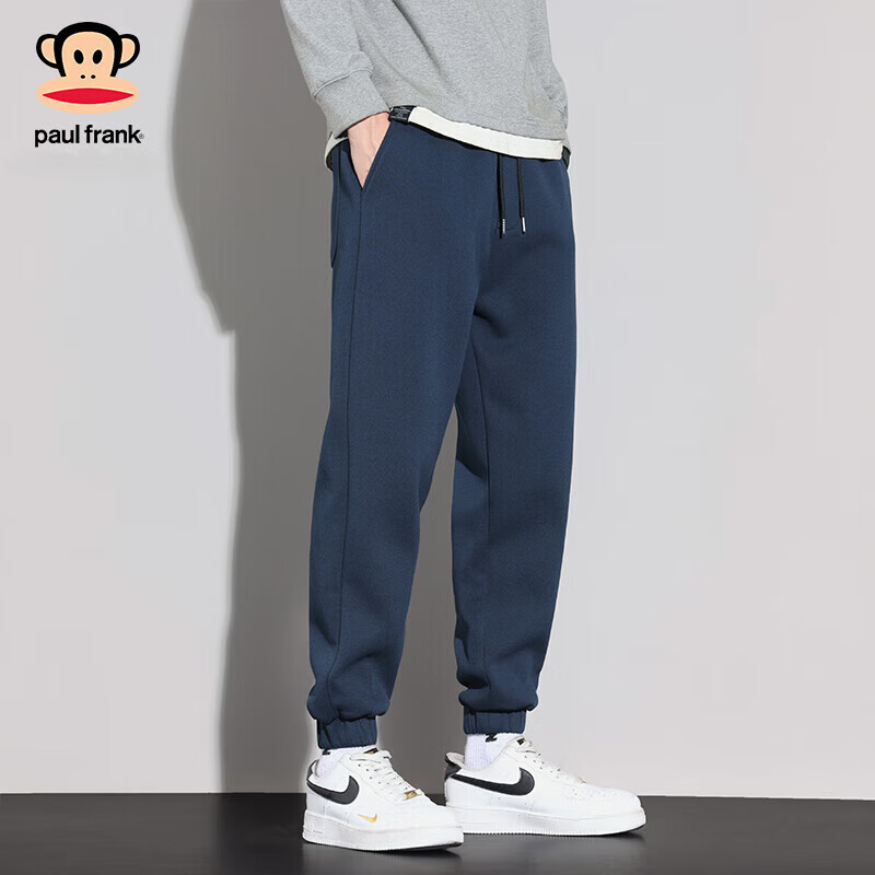 大嘴猴（paul frank）美式九分休闲裤男士秋春季宽松潮牌运动工作束脚卫裤高端裤子男装 藏青色【官方正品】 XL 【建议130-145斤】