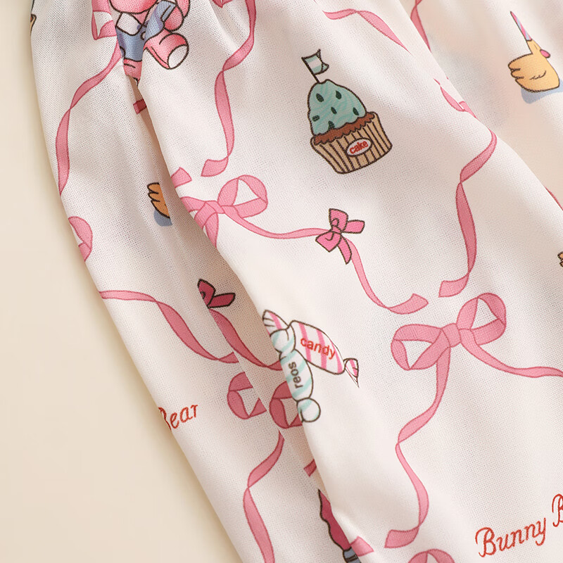 芬腾女士睡裤棉质薄款长裤女款宽松可外穿大码春秋家居裤单裤 粉色 L