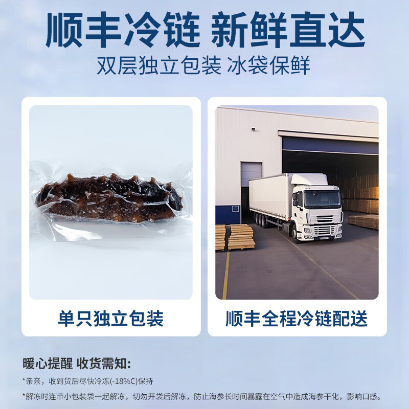 灯火岛即食海参大连冷冻辽刺参鲜食海参海鲜水产海参礼盒孕妇滋补品长辈 即食海参 1000g 36-40只礼袋装