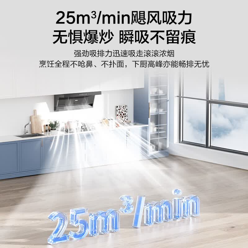 海尔（Haier）抽烟机统帅Leader顶侧双吸油烟机25m³大吸力触控面板家用易清洗排烟机 【超薄】25大风量烟机