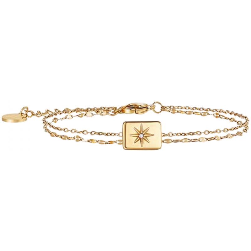 ZEGL復(fù)古八芒星雙層疊戴手鏈女輕奢小眾精致2025新款手環(huán)鈦鋼手飾 四芒星雙層手鏈_金色款 15cm
