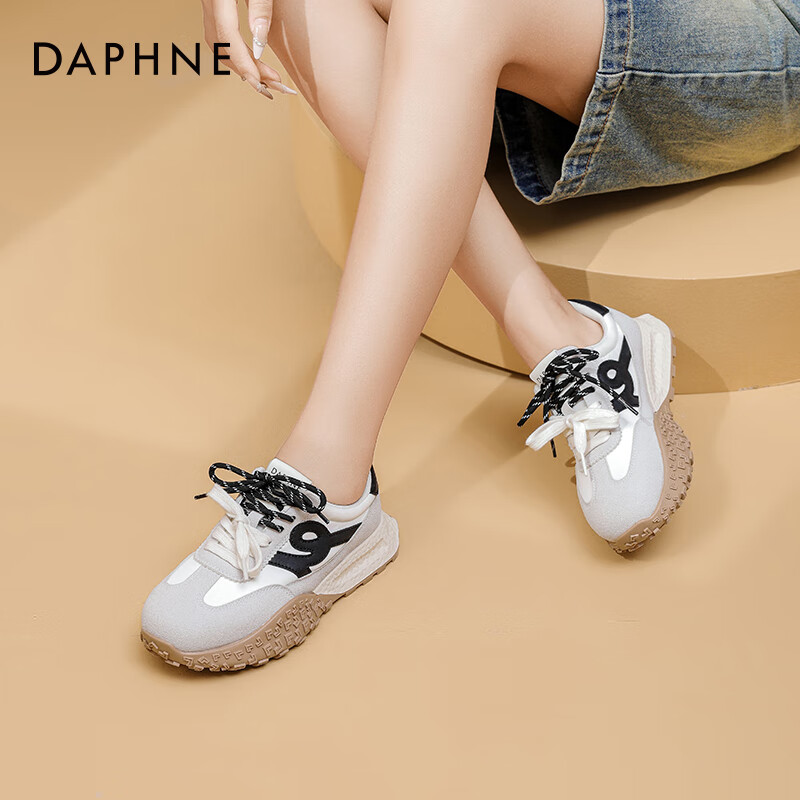 达芙妮官方厚底德训鞋女2025秋季女鞋增高软底运动休闲鞋百搭鞋子女ZJ 灰色 40