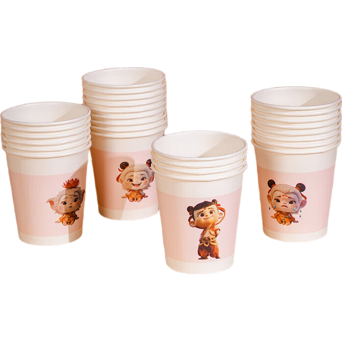 哪吒卡通纸杯一次性水杯加厚家用热饮商用办公茶水杯 10包共500个（50只/包）