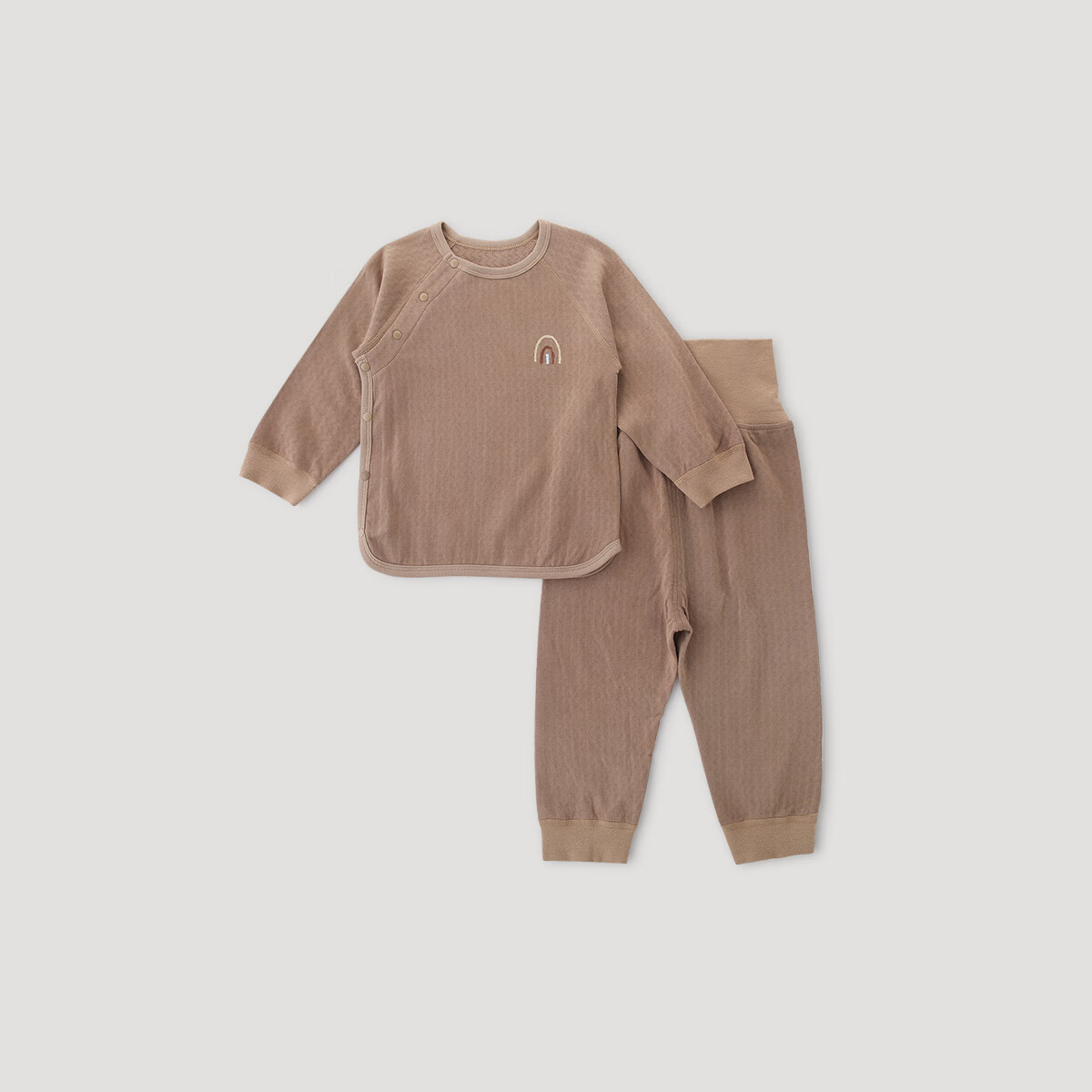 巴厘小猪宝宝内衣套装春秋高腰护肚睡衣幼儿秋衣秋裤防着凉家居服婴儿衣服 奶咖  66