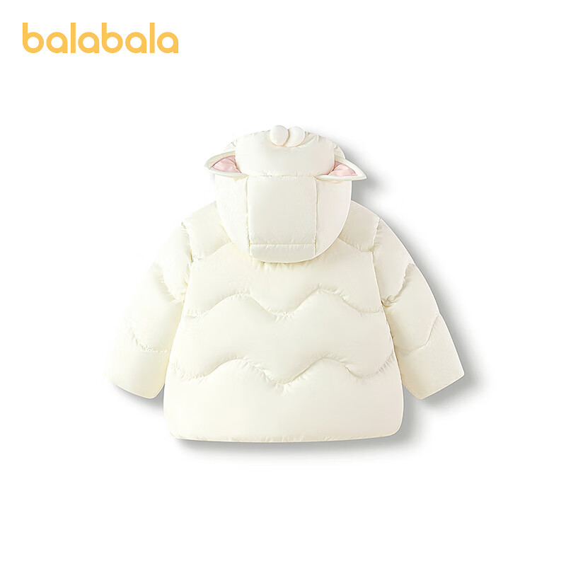 巴拉巴拉(BALABALA)【商场同款】儿童羽绒服女宝宝冬装2025新款外套可爱猫咪 奶白10501-白鸭绒 80 充绒量52g