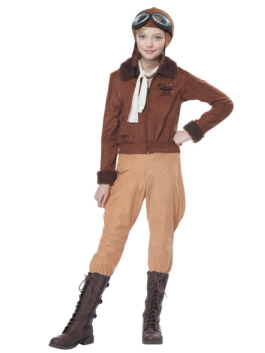 California Costumes, American Aviator Girl's Costume, Medium
