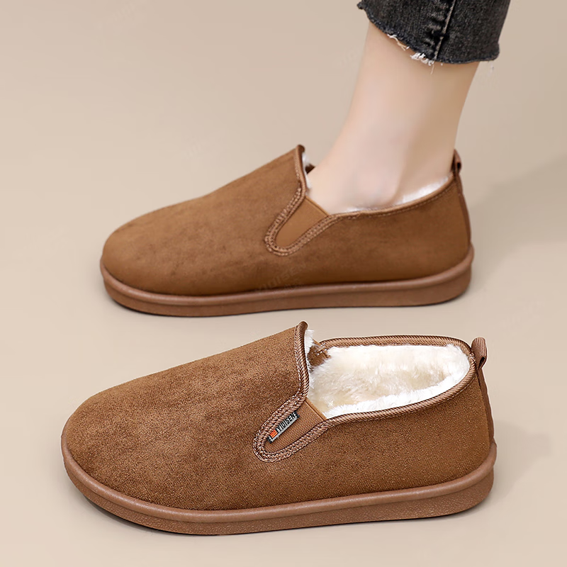 意迪森雪地靴冬季加绒保暖软底防滑时尚百搭妈妈鞋一脚蹬中老年穿脱方便 黑色 加绒 39 (245mm)