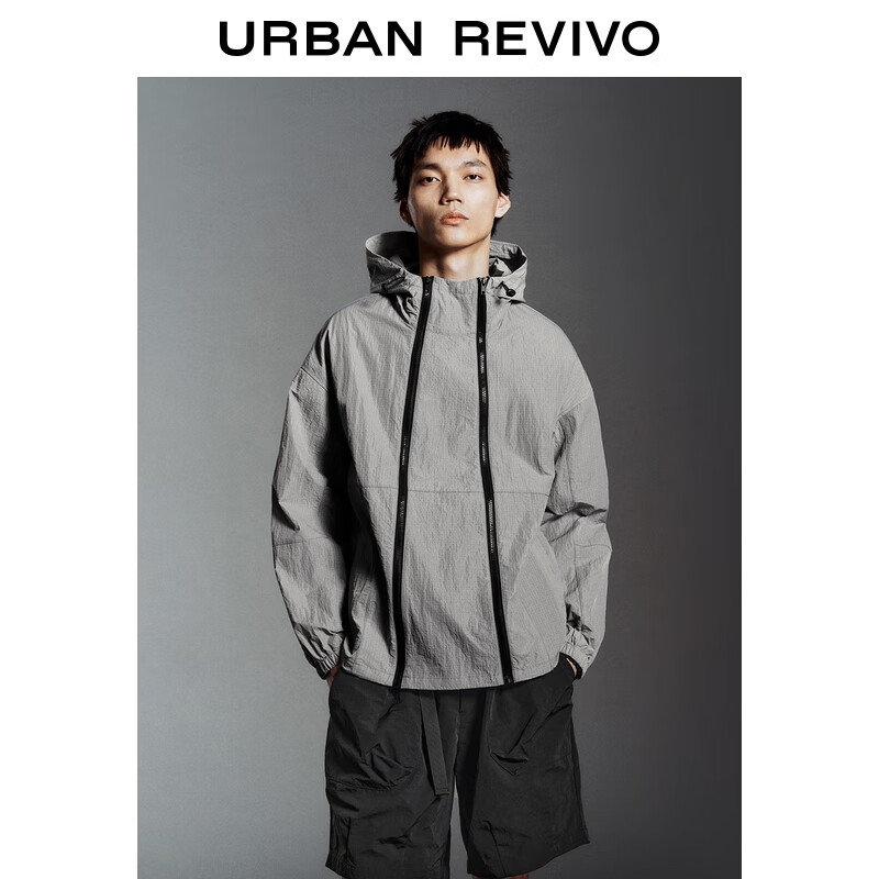 UR2025秋季新款男装潮流休闲双拉链超宽松罩衫衬衫UMV250065 暖灰 L (XL-XXL)