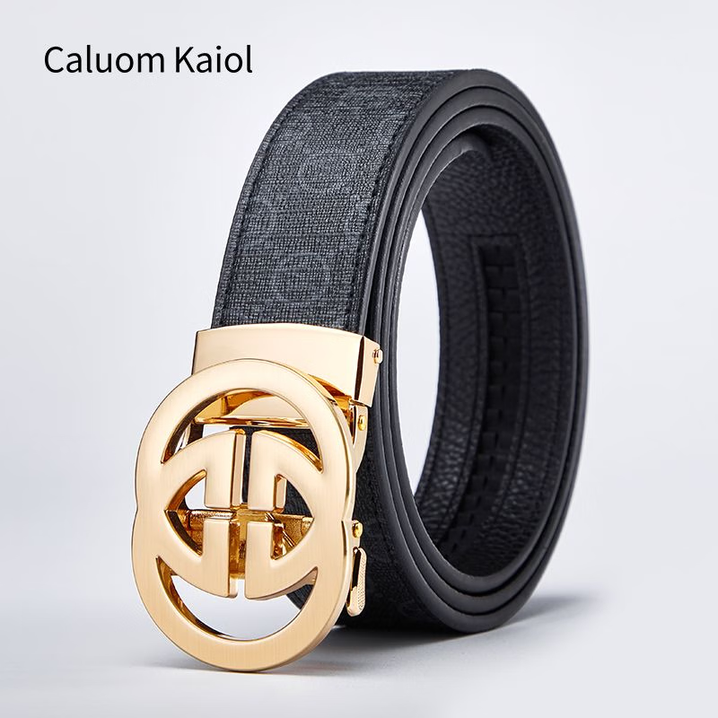 Caluom Kaiol品牌皮带男真皮男士腰带自动扣牛皮休闲裤腰带生日礼物送男友 【专柜礼盒】8013B时尚金色 110cm -130cm默认随机