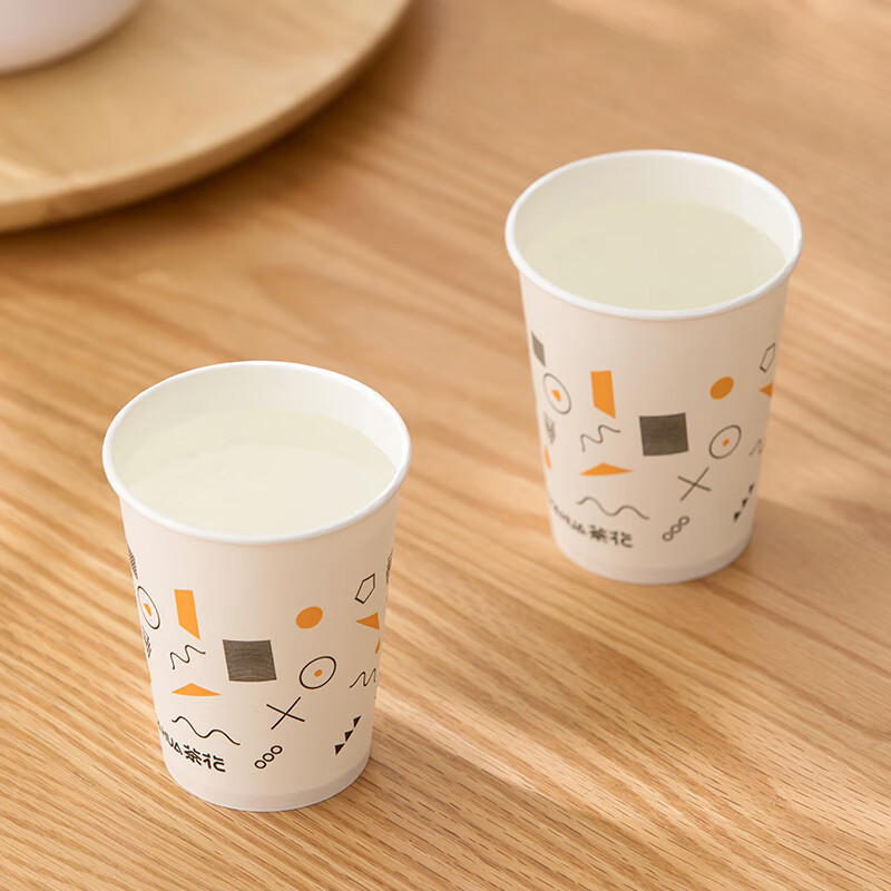 茶花（CHAHUA）纸杯一次性杯子加厚饮料咖啡奶茶水杯家用商务接待办公室茶杯 【厚实好料】225ml 中号*300只