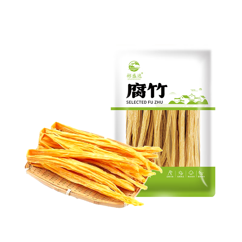 彬盛达东北非转基因高蛋白豆制品无盐粒腐竹段干货 火锅食材 纯干无盐粒 腐竹条 200g