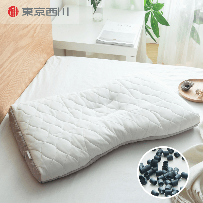 西川（NISHIKAWA）日本進(jìn)口備長(cháng)炭軟管枕透氣排汗睡眠枕可調節頸椎枕 低枕8cm