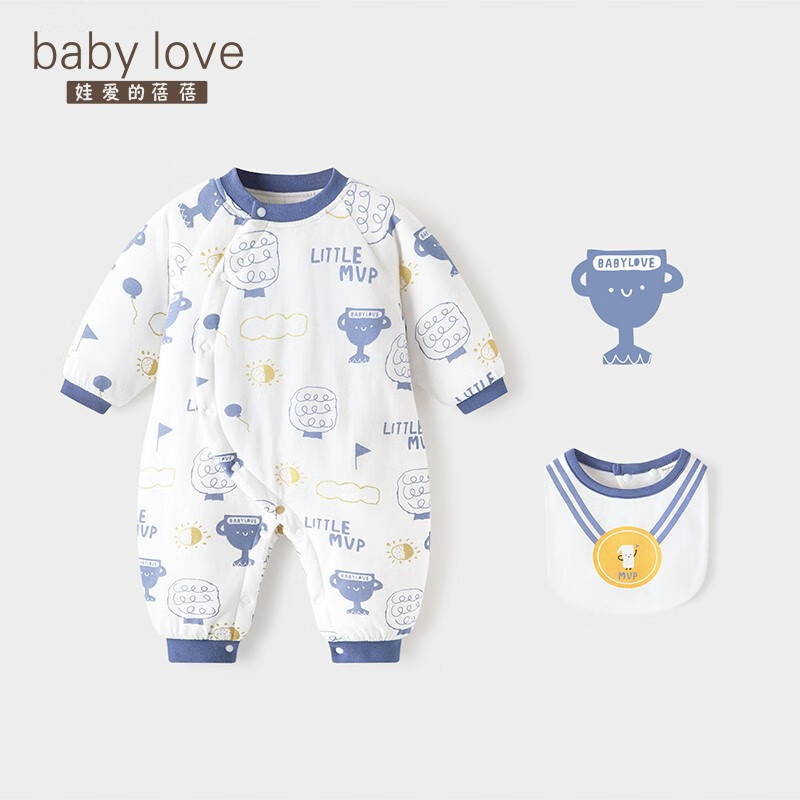babylove婴儿连体衣秋冬夹棉保暖衣服宝宝纯棉哈衣爬服新生儿冬装棉服 little mvp 80cm高性价比高么？