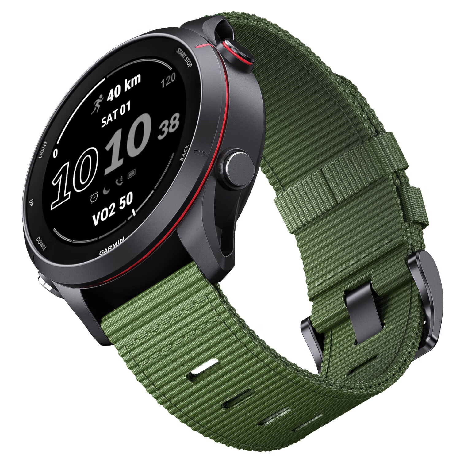 ENDUROBAND适用佳明Garmin手表表带 适配255/265/965/745/venu3/2原装战术尼龙快拆表带 军绿色 22mm通用快拆接口