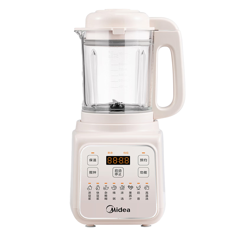 美的（Midea）破壁机家用豆浆机轻巧全自动免煮五谷杂粮免滤榨汁机多功能小米破壁机料理辅食机1.2L 【精钢4叶刀头】MJ-PB50T16