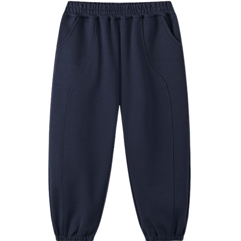 马骑顿（MQD）男童25秋新款街潮运动休闲条杠宽松束脚针织裤卫裤 藏青 140