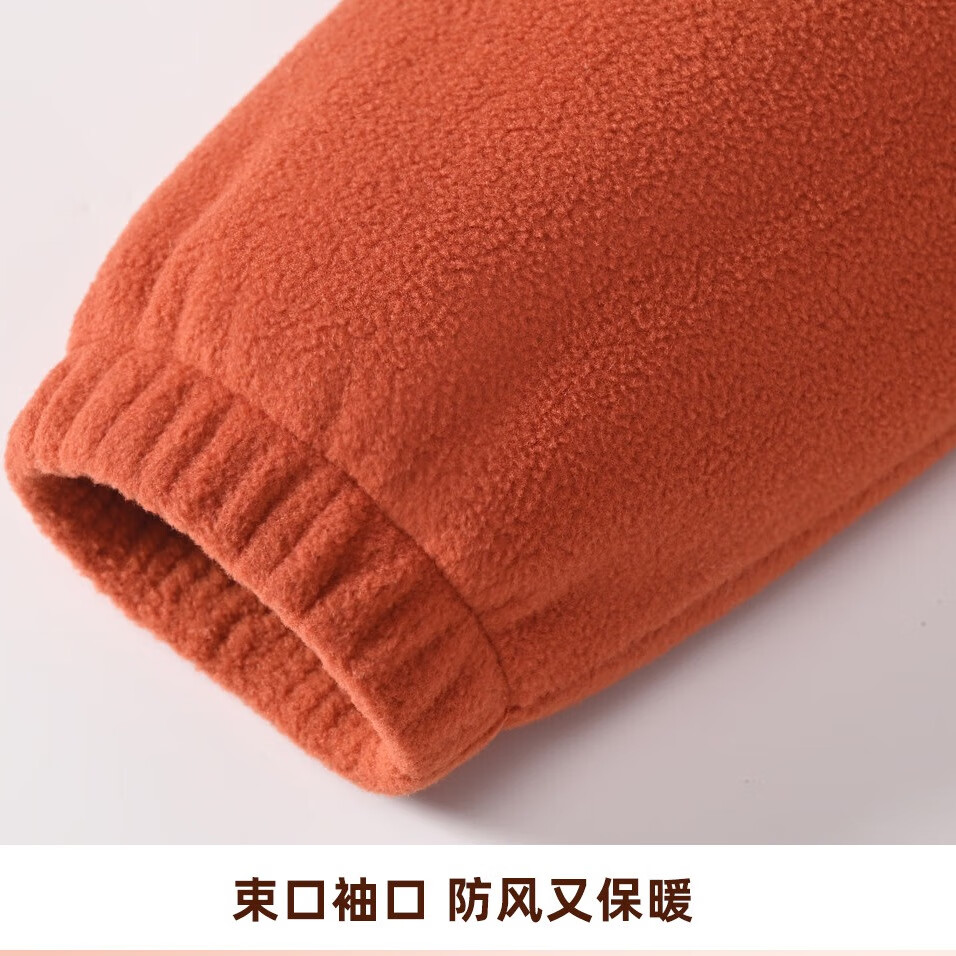 马克华菲(MARK FAIRWHALE)2025儿童冬款摇粒绒时尚束脚裤冬季男女童休闲长裤 纯色砖红 140