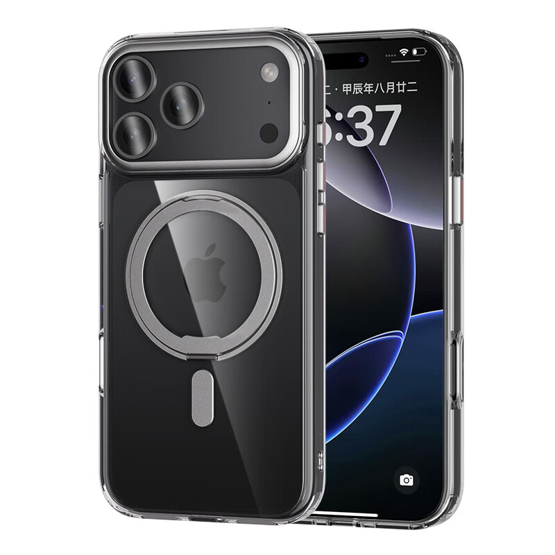 0度适用苹果17手机壳iPhone17PROMAX透明保护套magsafe磁吸旋转支架壳支点壳 iPhone17PRO 透明磁吸支点壳