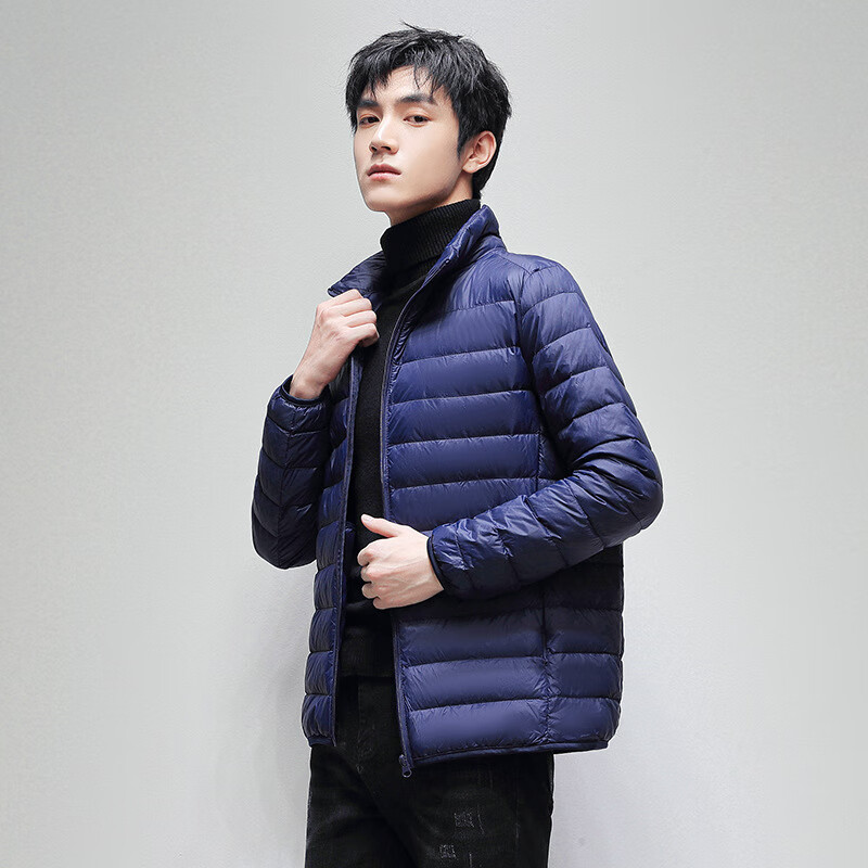 罗蒙(ROMON)轻薄短款羽绒棉服男士2025新款秋冬外套户外休闲立领连帽棉衣 立领黑色 3XL (170-185)