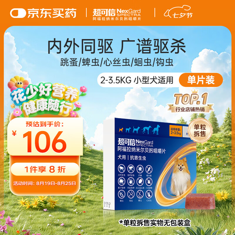 �����ţ�NexGard SPECTRA��������������ҩС��ȮXS��������ͬ��ȥ�������ԭ��ҩ��Ƭ����װ