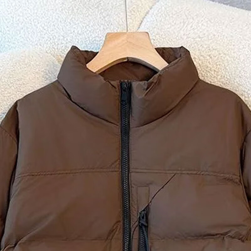 子牧棉麻2025冬装 女百搭立领棉袄棉衣短款加厚宽松显瘦棉服外套0507 黑色 M (建议90-115斤)