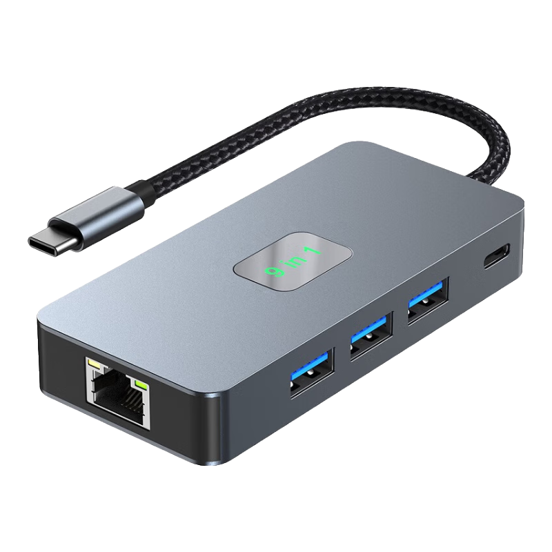 ��֥ KERZY Type-C��չ�� B28GY ��ɫ 9��1�๦�ܼ����� USB3.0*3+HDMI+RJ45+PD+SD/TF 174Ԫ