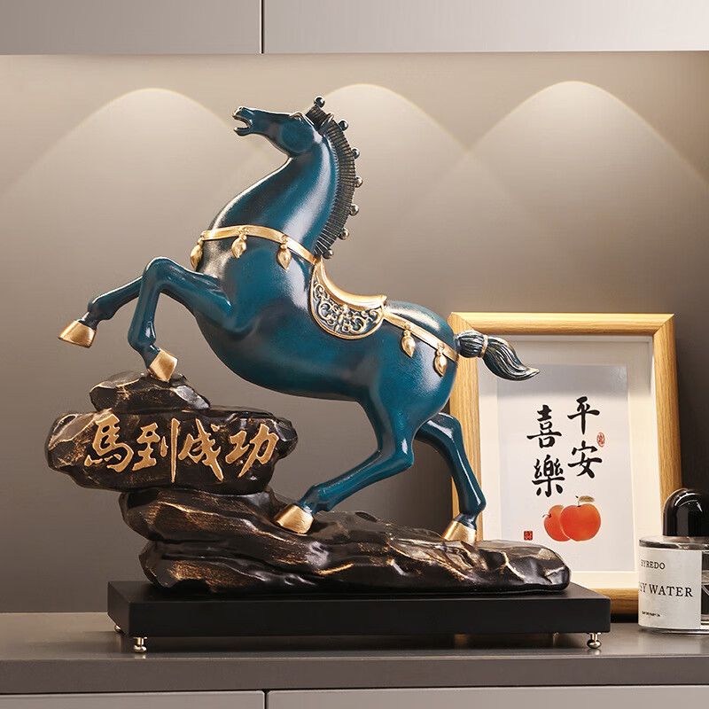 十久马到成功创意马摆件办公室酒柜玄关装饰品开业乔迁搬家礼物 马到成功金色大号(礼盒装)