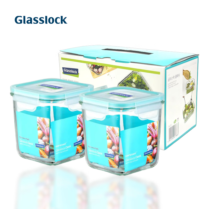 GLASSLOCK�����������ȸֻ�������Ͳ���ʺ�������΢��¯�������� ���ʺ�װ������900ml*2