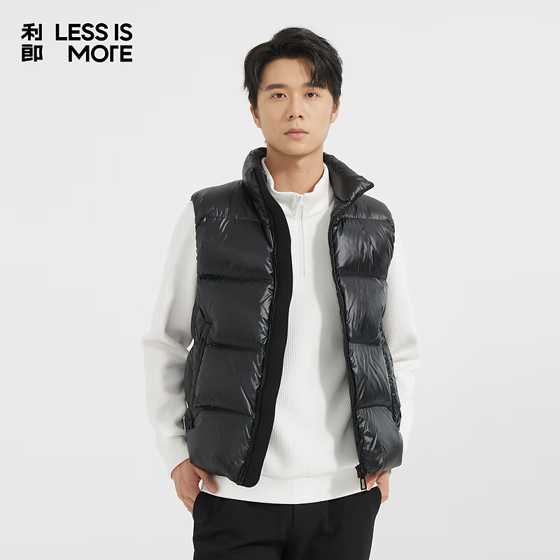 利郎輕時尚男裝【商場同款】羽絨馬甲男立領(lǐng)面報服無袖外套Q4DMJ001 黑色 XL (175)