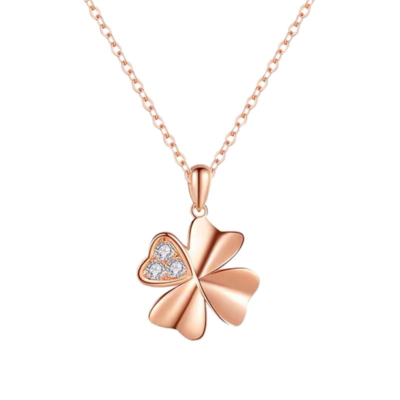 法蔻彩金色四葉草項鏈女士吊墜鎖骨鏈生日禮物送女友老婆 玫瑰金色四葉草項鏈【同城配送】