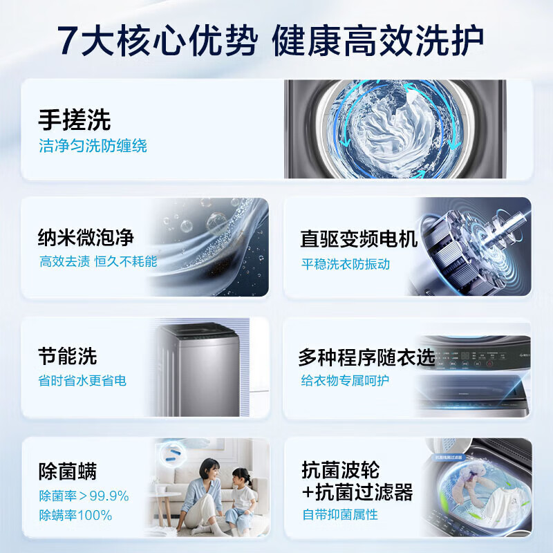 海尔洗衣机全自动波轮10/11/13kg大容量直驱变频静音高品质家用一级能效家电国家补贴以旧换新送货上门 【海尔直驱】 波轮 12kg 钢化玻璃上盖+防缠绕+节能
