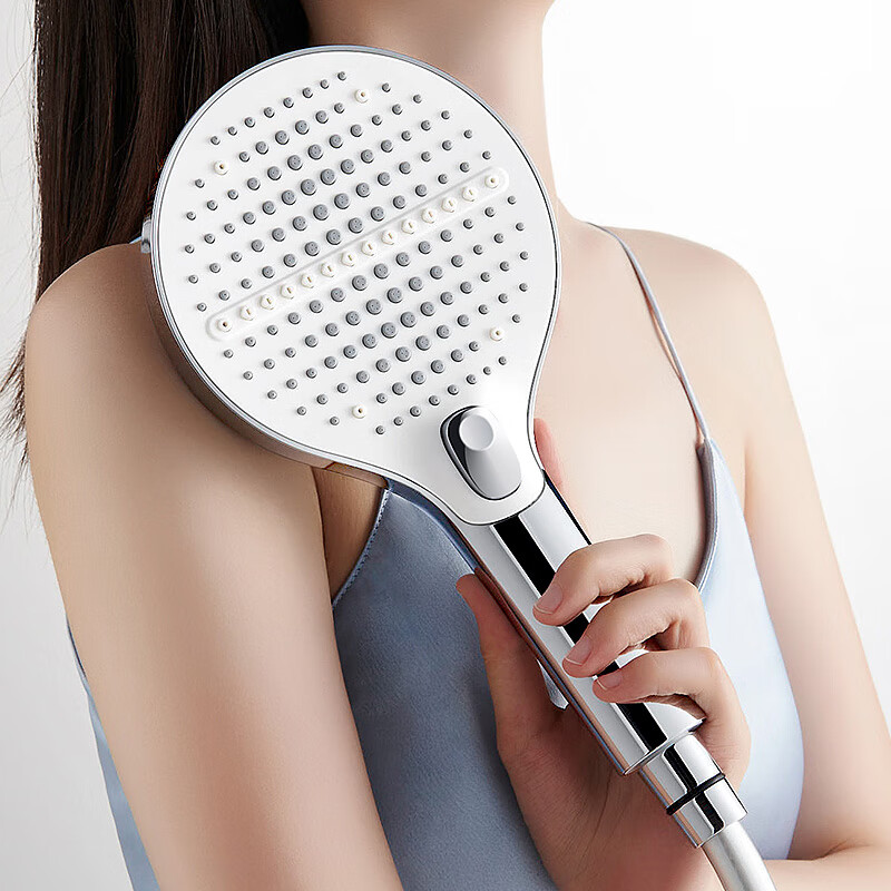 松下（Panasonic）手持按摩花洒 加大多孔微增压家用浴室洗澡淋浴单喷头C5银白色