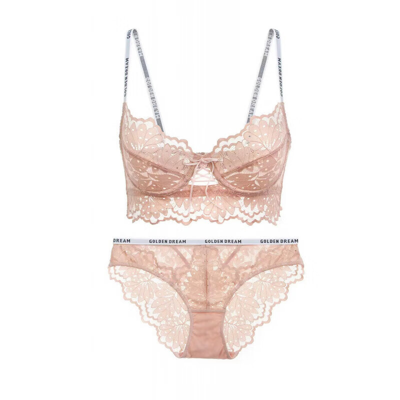 维多利亚的秘密维多利亚的秘密蕾丝聚拢薄款肩带显小性感文胸套装女士内衣大胸罩 粉色 70B